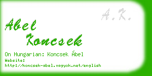 abel koncsek business card
